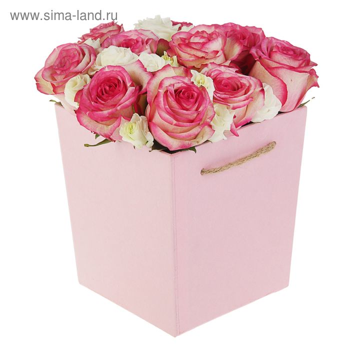Переноска для цветов с пакетом, розовая, 14,5 х 13 х 17 см - Фото 1