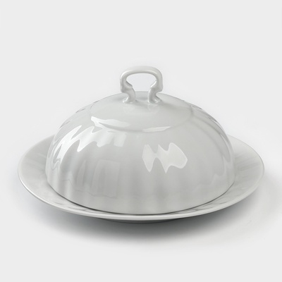 Маслёнка Добрушский завод «Бельё», 500 мл, фарфор, белая