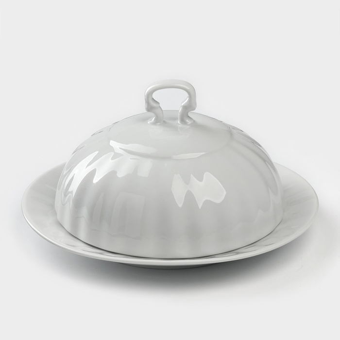 Маслёнка Добрушский завод «Бельё», 500 мл, фарфор, белая - Фото 1