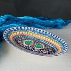 Селедочница Риштанская Керамика "Узоры", 34 см, разноцветное, овальное - фото 8590012