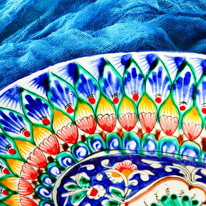 Селедочница Риштанская Керамика "Узоры", 34 см, разноцветное, овальное - фото 1908332216