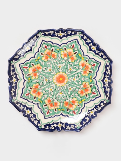 Ляган Риштанская Керамика «Цветы», 32 см, рифлёный, разноцветный