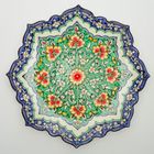 Ляган Риштанская Керамика "Цветы", 32 см, сине-зелёный, рифлённый - Фото 2