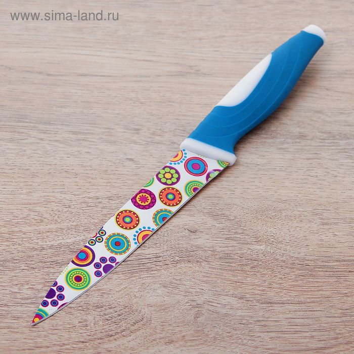 Нож кухонный с антиналипающим покрытием Доляна «Калейдоскоп», лезвие 12,5 см - Фото 1