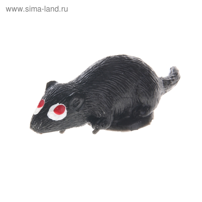 Прикол липучка мышь черная с красными глазами - Фото 1