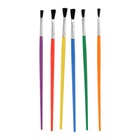 Кисть для рисования, синтетика, № 2, плоская, с цветной ручкой, международный размер, МИКС - фото 120038891