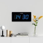 Часы электронные настенные "Соломон", с будильником, 47 х 3 х 23 см, синие цифры - фото 8343335