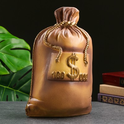 Копилка для денег «Мешок: сто тысяч», гипс, коричневый, 14×20×32 см