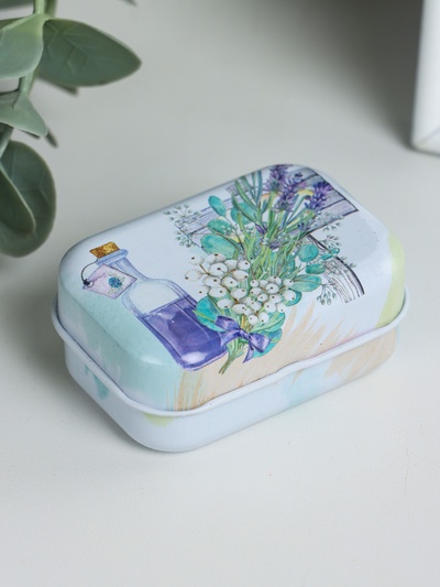 Шкатулка для украшений «Лаванда», металл, 2.5×5.5×4 см, МИКС