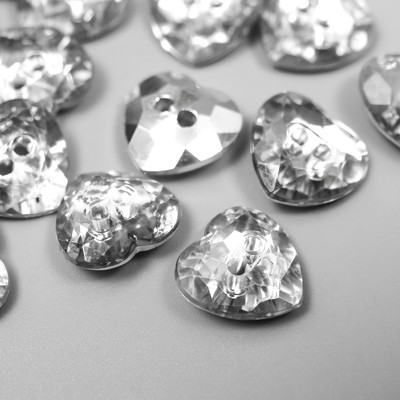 Декоративные пуговицы набор 20 шт. «Арт Узор. Сердечко», пластик, кристалл, 1×1.2 см