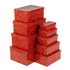 Набор коробок 9в1 "Снежинки на красном", 28.5 х 18.5 х 12 - 13 х 7.5 х 4 см - Фото 1