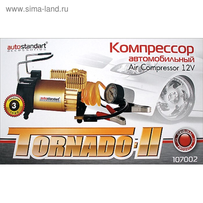 Компрессор автомобильный Торнадо II, 12В, 60 л/мин, к АКБ - Фото 1