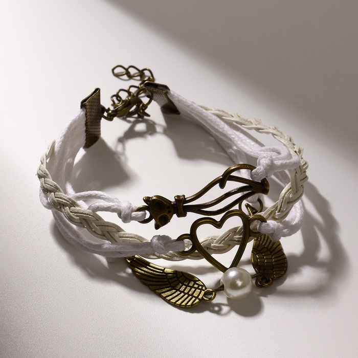 Браслет кожа «Магия знаков» кошечка, L=17 см, белый - Фото 1