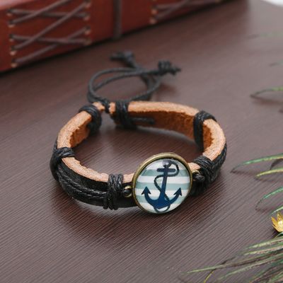 Браслет «Новый день» якорь, цвет чёрно-коричневый, d=6см