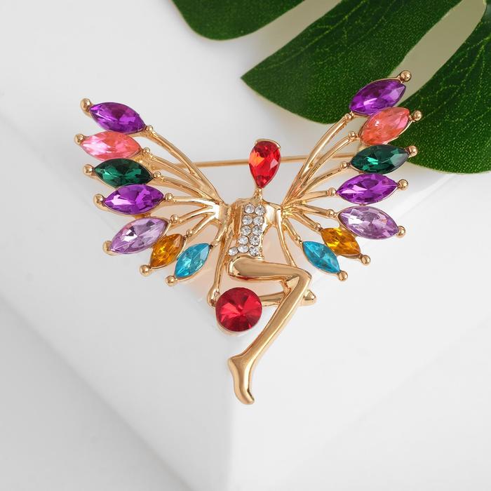 Брошь «Ангел», разноцветная в золоте - Фото 1