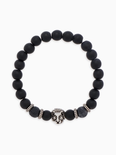 Браслет унисекс «Лава», лев, d=7 см, чёрный с серебром