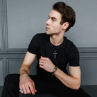 Браслет кожаный «Стиль» череп, чёрный с серебром, 23 см - Фото 4