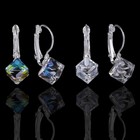 Серьги со стразами «Радужный день» кубик, миксы - Фото 2