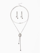 Гарнитур 2 предмета: кулон, серьги «Жаклин» дуэт, овал, цвет белый в серебре, 45 см - Фото 2