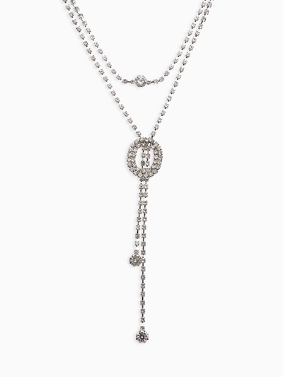 Гарнитур 2 предмета: кулон, серьги «Жаклин» дуэт, овал, цвет белый в серебре, 45 см