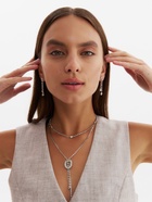 Гарнитур 2 предмета: кулон, серьги «Жаклин» дуэт, овал, цвет белый в серебре, 45 см - Фото 11