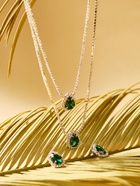 Набор 2 предмета: серьги, колье «Жаклин» дуэт, капля, цвет бело-изумрудный в серебре, 45 см - Фото 4