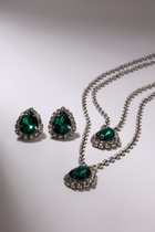 Набор 2 предмета: серьги, колье «Жаклин» дуэт, капля, цвет бело-изумрудный в серебре, 45 см - Фото 3