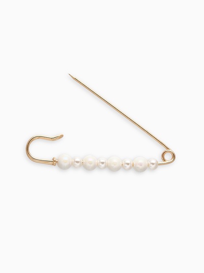 Булавка «Жемчужная дорожка», 7.3 см, белая в золоте