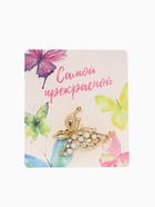 Брошь «Бабочка» с жемчужным крылом, цвет белый в золоте - Фото 3