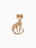 Брошь «Кошка» грациозная, цветная в золоте - Фото 2