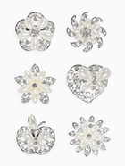 Брошь «Ассорти» цветы рисовые, цвет белый в серебре - Фото 1