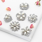 Брошь «Ассорти» цветы рисовые, цвет белый в серебре - Фото 9