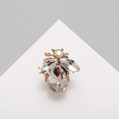 Брошь «Жук», цвет белый в золоте