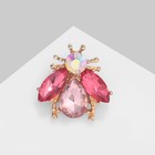 Брошь «Жук», цвет розовый в золоте - Фото 1