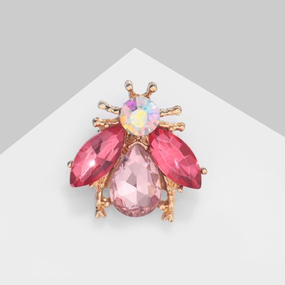 Брошь «Жук», цвет розовый в золоте