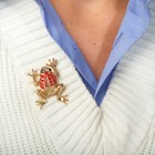 Брошь «Лягушка» путешественница, цвет красный в золоте - Фото 2