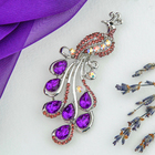 Брошь «Жар-птица» волшебная, цвет фиолетовый в серебре - Фото 2