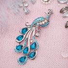 Брошь «Жар-птица» волшебная, цвет морской в серебре - Фото 1