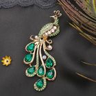 Брошь «Жар-птица» волшебная, цвет изумрудный в золоте - Фото 1