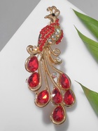 Брошь "Жар-птица" волшебная, цвет красный в золоте - фото 809294997