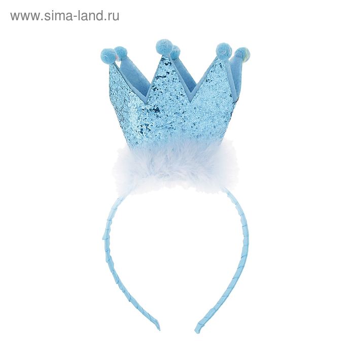 Карнавальный ободок "Блестящая корона", с пухом, цвета МИКС - Фото 1