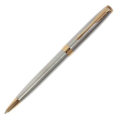 Ручка шариковая Parker Sonnet Core Stainless Steel GT M, корпус серебристый матовый/ золото, чёрные чернила (1931507)