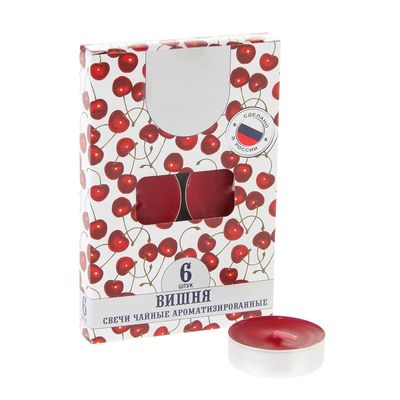 Набор свечей ароматических чайных «Вишня», 6 шт.