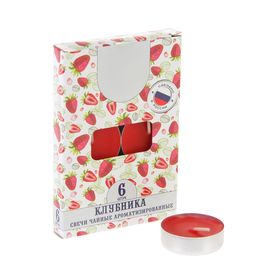 Набор свечей ароматических чайных «Клубника», 6 шт.  (артикул 2742349)  большой выбор товаров оптом и в розницу по низким ценам с доставкой