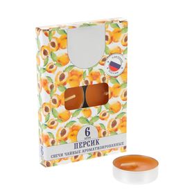 Набор свечей ароматических чайных «Персик», 6 шт.  (артикул 2742353)  большой выбор товаров оптом и в розницу по низким ценам с доставкой