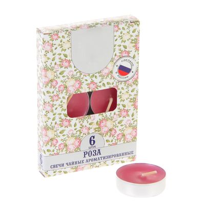 Набор свечей ароматических чайных «Роза», 6 шт.