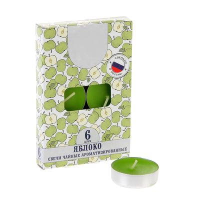 Набор чайных свечей ароматизированных «Яблоко», 6 штук