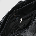 Сумка женская, отдел с перегородкой на молнии, наружный карман, пионы шик/гладкий шик, цвет чёрный - Фото 5