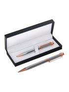 Ручка подарочная Calligrata. VIP, шариковая, поворотная, в футляре кожзам, корпус серебристый с золотым - Фото 2