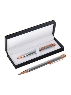 Ручка подарочная Calligrata. VIP, шариковая, поворотная, в футляре кожзам, корпус серебристый с золотым 2415293